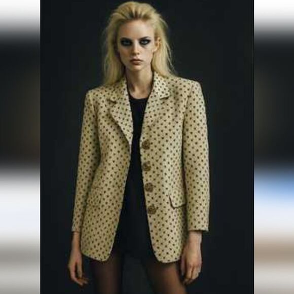 Anne Klein Tan Floral Print Blazer Jacket 6 - Picture 1 of 6